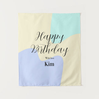 Tenture Yellow purple green happy birthday abstract pastel
