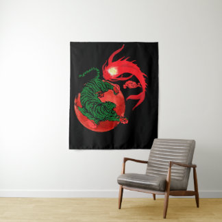 Tenture yin yang koi poisson japonais style d'art équilibr
