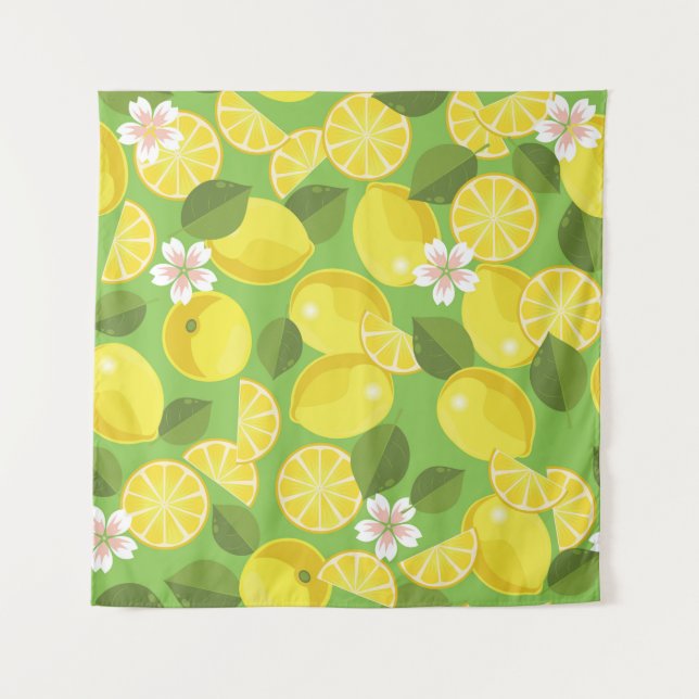Tenture Zesty Lemon : Citrus Motif Delight (Devant)