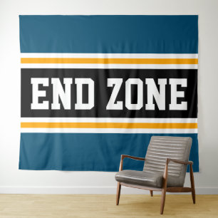 Tenture ZONE FIN Fun Sport Turquoise Black Yellow Stripes