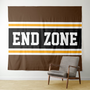 Tenture ZONE FINALE Fun Athlétisme Brown Black Yellow Stri