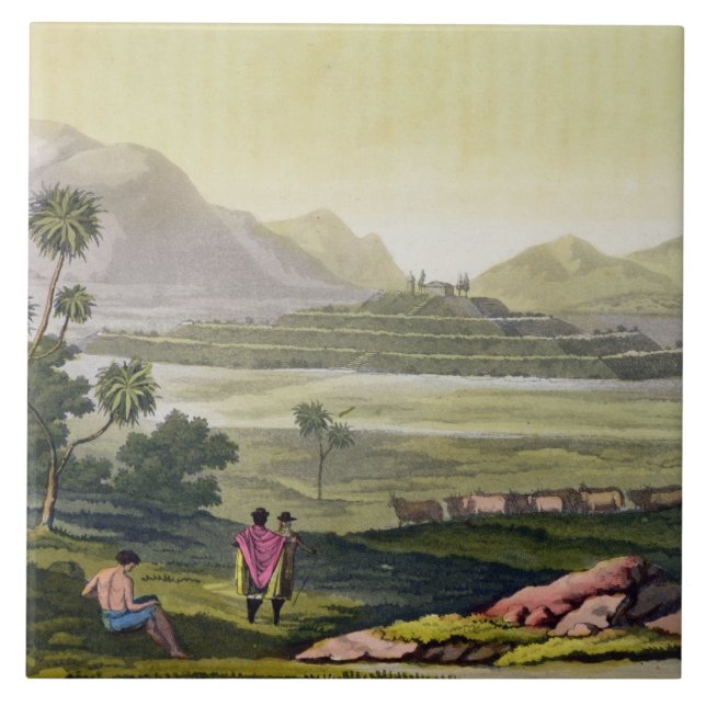 Teocalli, der große Tempel bei Tenochtitlan, Fliese (Vorderseite)