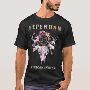 Tepehuan mexikanischer Stamm BOHO Floral Skull Re T-Shirt