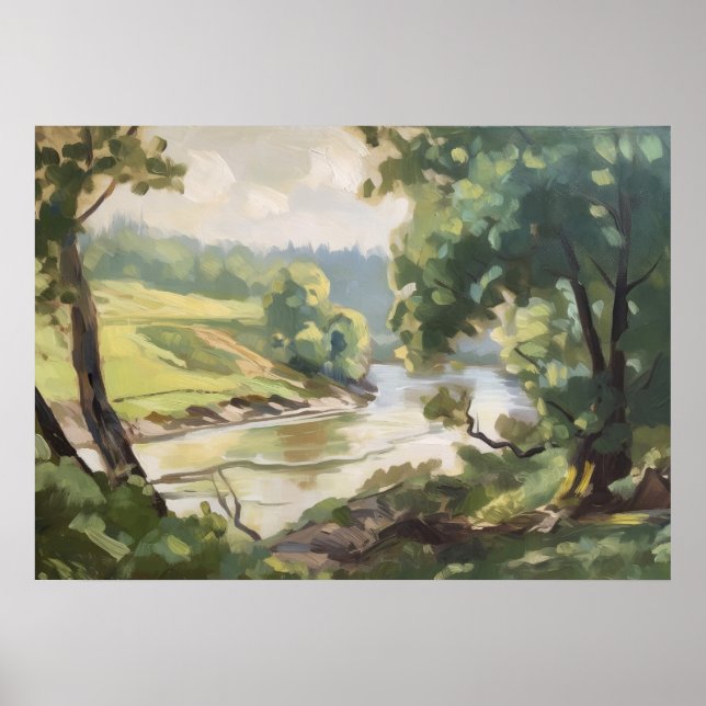 Teppichboden für grüne Vegetation am Ufer Poster (Vorne)