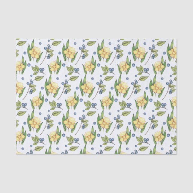 Teppichpapier für gelbe Früchte und Blaubeeren Seidenpapier (Vorderseite)