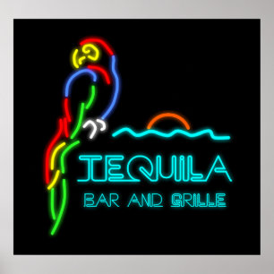 Tequila Bar and Grille Neon Sign Poster