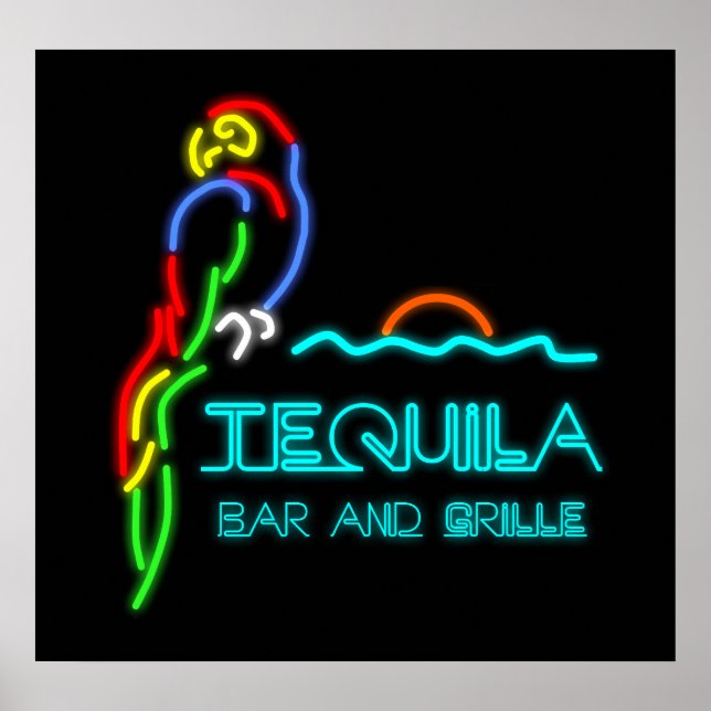 Tequila Bar and Grille Neon Sign Poster (Vorne)