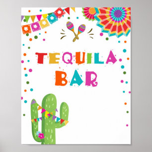 Tequila Bar Fiesta Drinks Cactus Table Sign Poster
