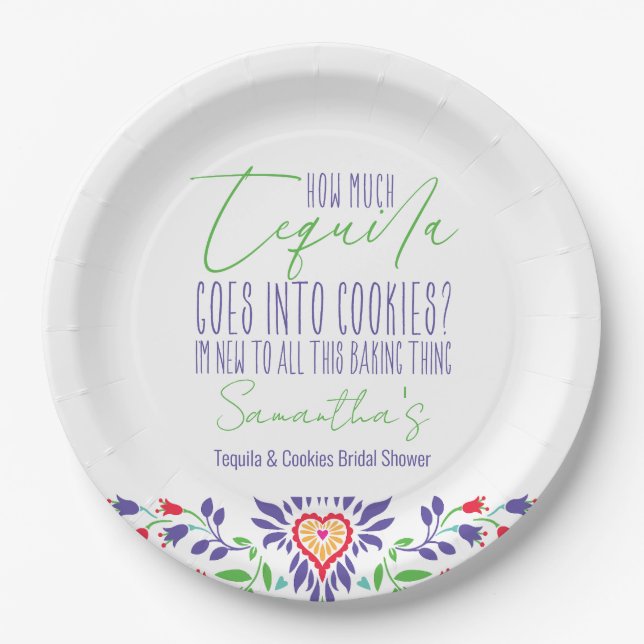 Tequila & Cookies Baking Class Brautparty Party Pappteller (Vorderseite)