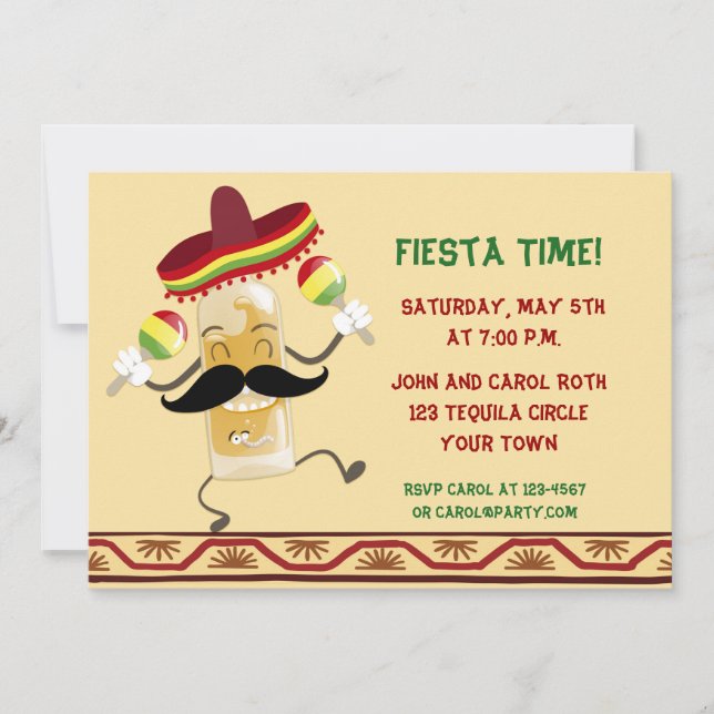 Tequila Flasche Fiesta Einladung (Vorderseite)