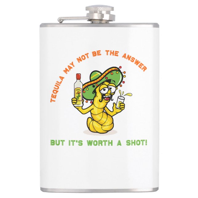 Tequila ist vielleicht nicht die Antwort, aber es  Flachmann (Vorderseite)