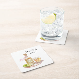 Tequila & Limette Rechteckiger Pappuntersetzer