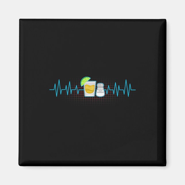 Tequila Limones Salz Herzschlag Funny Cinco De May Magnet (Vorne)