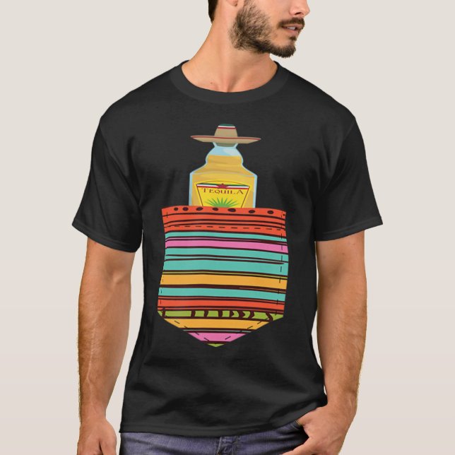 Tequila Pocket T - Shirt Cinco De Mayo Serape Blan (Vorderseite)