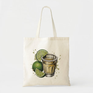 Tequila-Shot mit Salzrand und Limette Illustration Tragetasche