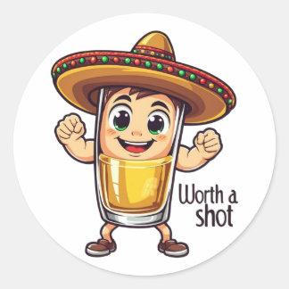Tequila-Shot-wert-einen-Versuch-Aufkleber - Lustig Runder Aufkleber