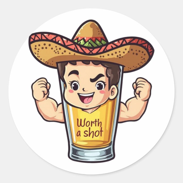 Tequila Shot Worth A Shot Sticker - Funny Drink (Vorderseite)