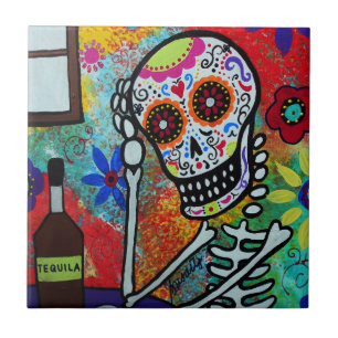 Tequila Skull Dia de Los Muertos Tiles durch Fliese