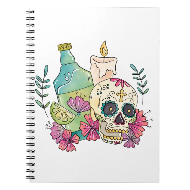 Tequila Sugar Skull Notizblock (Vorderseite)