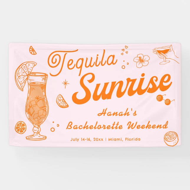 Tequila Sunrise Bachelorette Willkommen Banner (Horizontal)