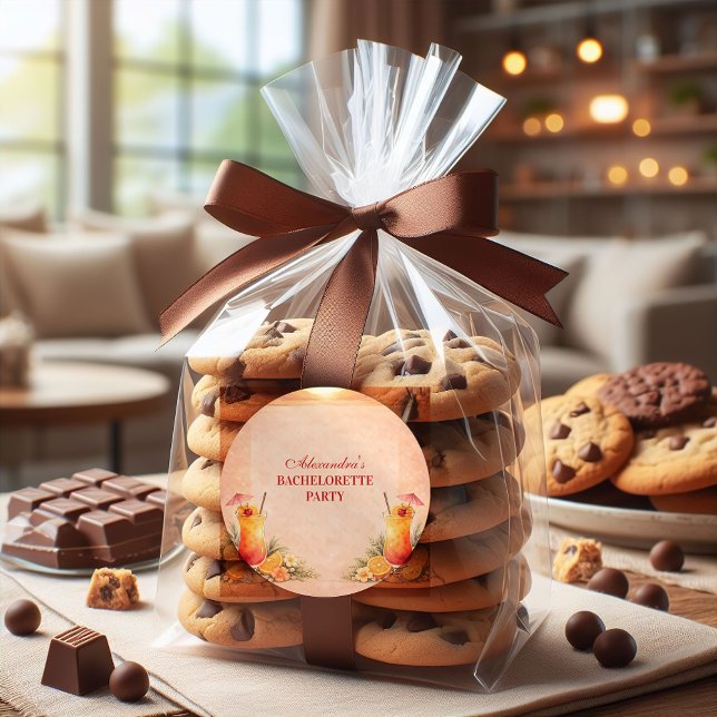 Tequila Sunrise Beach Getaway Bachelorette Party Runder Aufkleber (Von Creator hochgeladen)