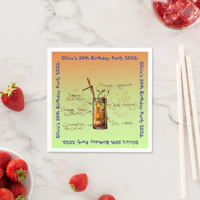 Tequila Sunrise Birthday Party Serviette (Beispiel)