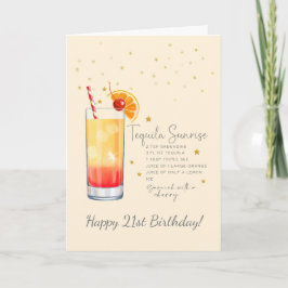 Tequila Sunrise Cocktail 21. Happy Birthday Card Karte