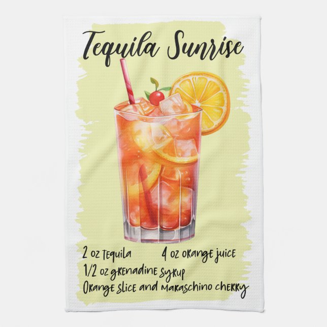 Tequila Sunrise Cocktail Rezept Geschirrtuch (Vertikal)