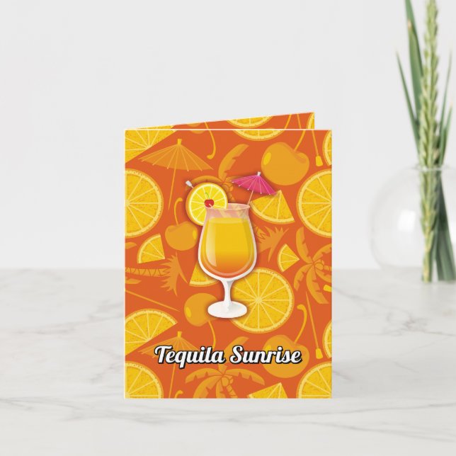 Tequila Sunrise Cocktail Rezept Karte (Vorderseite)