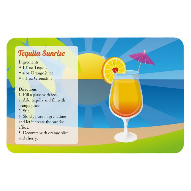 Tequila Sunrise Cocktail Rezept Magnet (Horizontal)