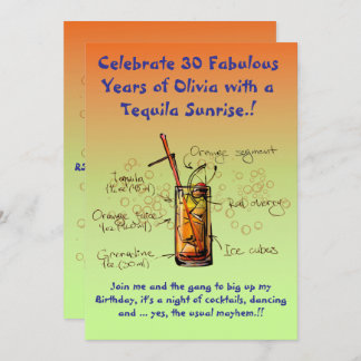 Tequila Sunrise Geburtstagsparty Einladung