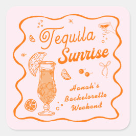 Tequila Sunrise Junggeselinnen-Abschied Quadratischer Aufkleber