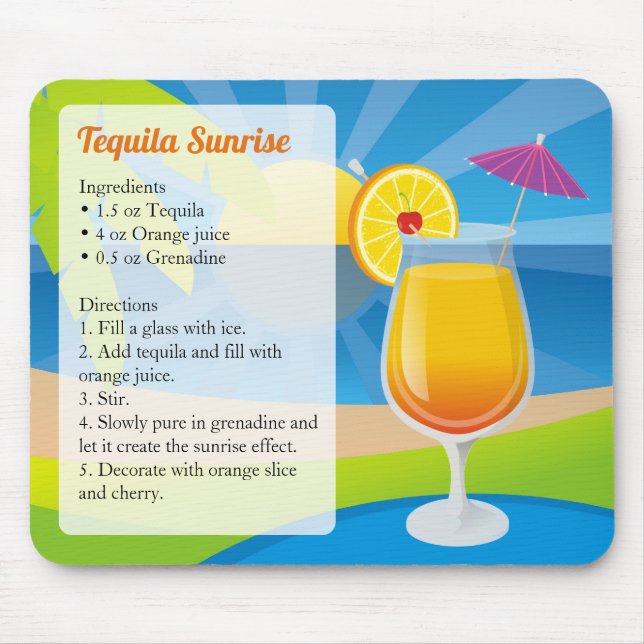 Tequila Sunrise Recipe Mousepad (Vorne)