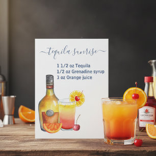 Tequila Sunrise Rezept Aquarell Postkarte