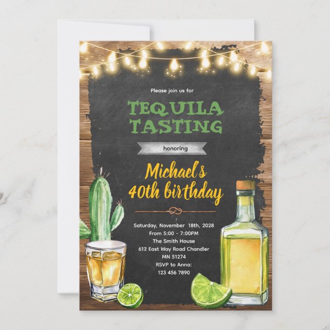 Tequila Tasting birthday invitation Einladung (Vorderseite)