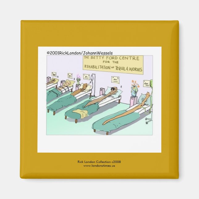 Tequila Worm Rehab Funny Cartoon Novelty Magnet (Vorne)