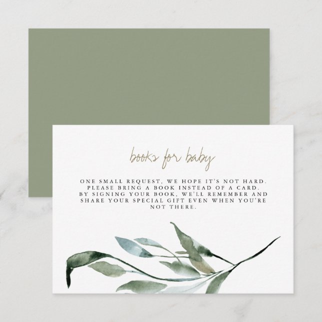Tera - Boho Greenery Gold Books for Baby Card Einladung (Vorne/Hinten)