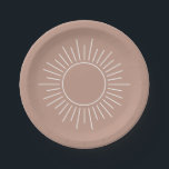Teraccotta Sun Pappteller<br><div class="desc">Ein erdgetönter Hintergrund mit einer sonnigen Kontur. Ideal für die Geburtstagsparty Ihres Kleinen "First Trip Around The Sun"!</div>