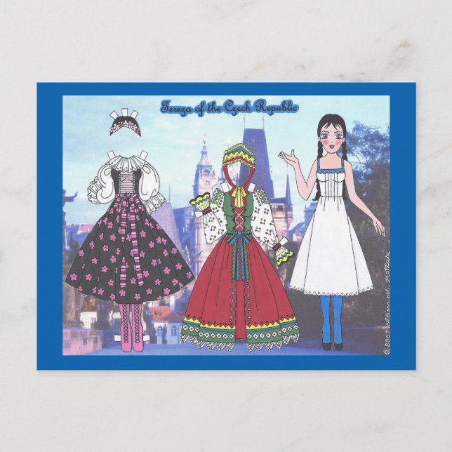 Tereza of the Czech Republic Paper Doll Postcard Postkarte (Vorderseite)