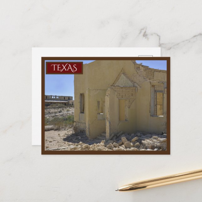 Terlingua Texas Yellow Gebäude Big Bend Postkarte (Vorderseite/Rückseite Beispiel)