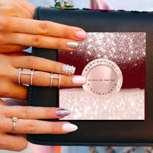 Termin Card Elektrolyse Rose Glitzer Maroon Telefonnummerkarte