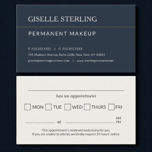 Termin Erinnerung für permanentes Make-up im Büro Visitenkarte