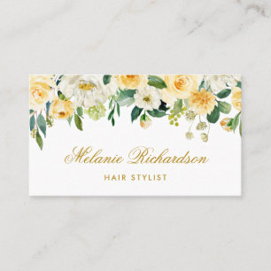 Termin Karte für Floral Hairstylistin Gelbgold Kar