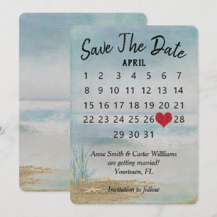 Termin vormerken Hochzeitskalender Strand Seestern Einladung