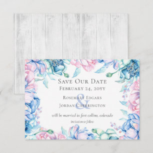 Termin vormerken Wasserfarben Blumen & rustikale H Einladung