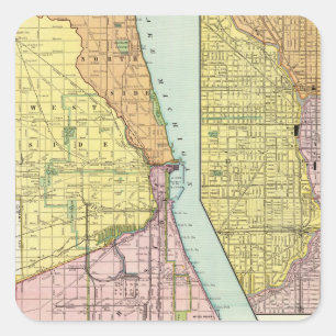 Terminalplan der Chicago Railway Quadratischer Aufkleber