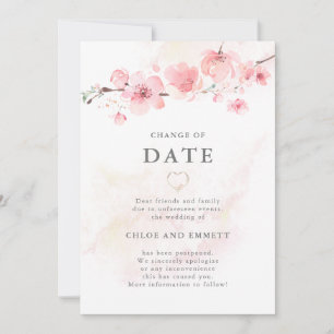 Terminänderung Kirschblüten-Hochzeitsankündigung Einladung