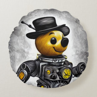 Terminator Pooh in einem Hut Rundes Kissen