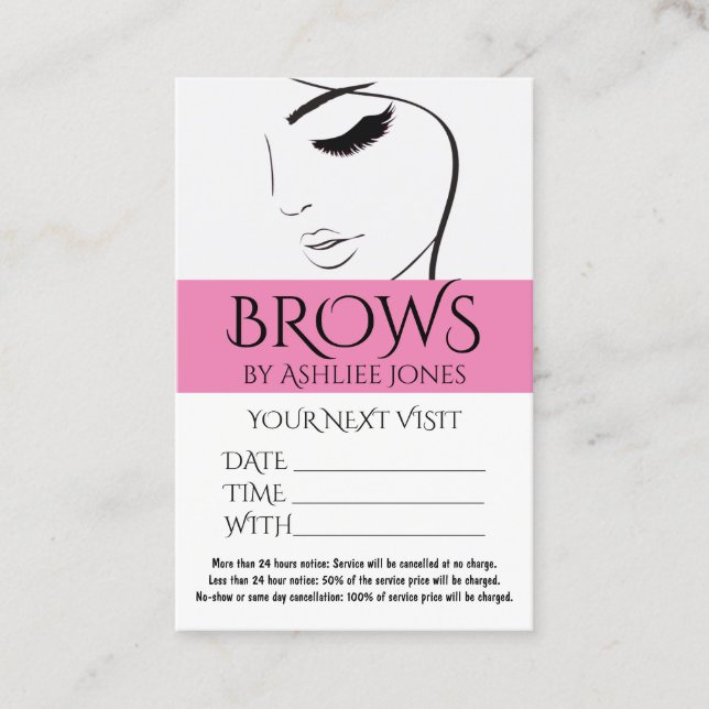 Terminierungskarte Eyebrows Eyelashes Salon Visitenkarte (Vorderseite)