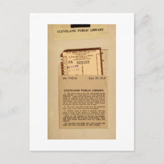 Terminkarte und Briefmarke der Bibliothek Postkarte
